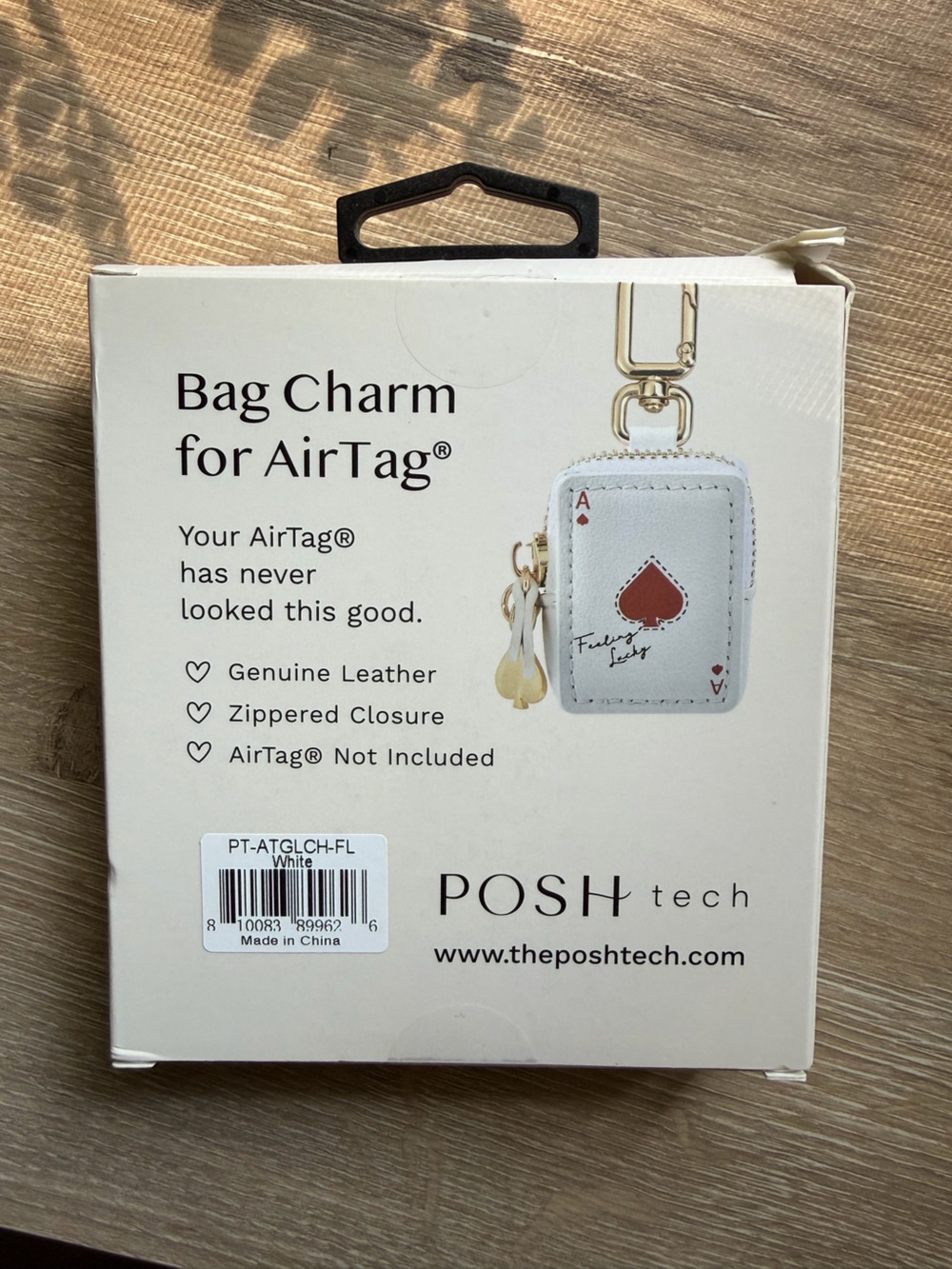 Bag Charm for AirTag Feeling Lucky White Ace of Spades NWT - Picture 3 of 4